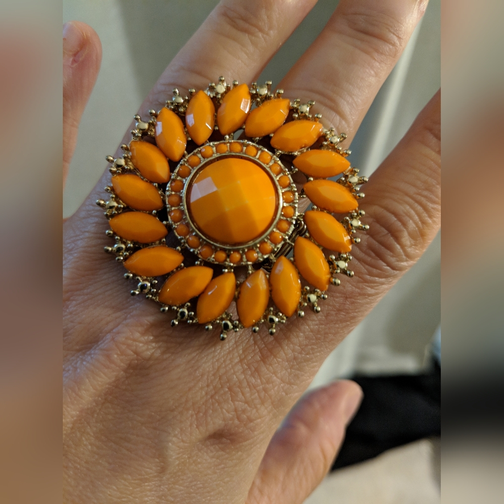 Orange statement piece ring
